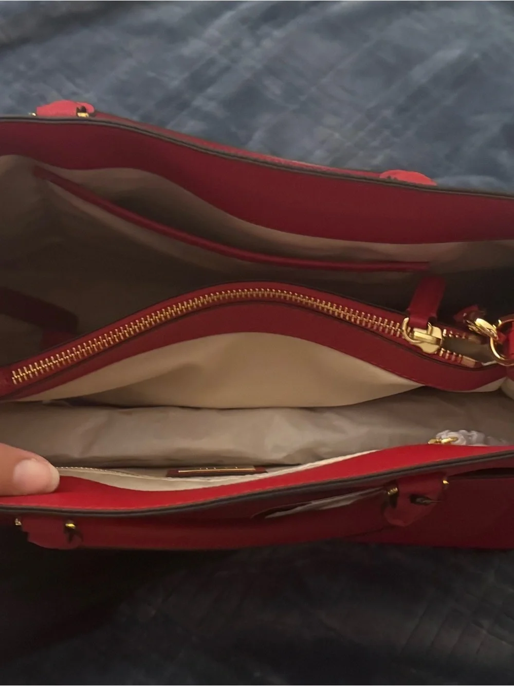 Lauren Ralph Lauren Red Leather Tote Bag